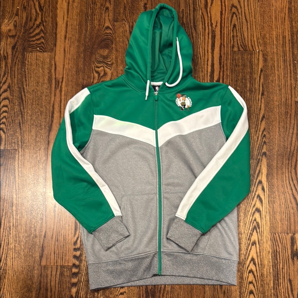 Men’s Boston Celtics Green and Gray Hooded Jacket